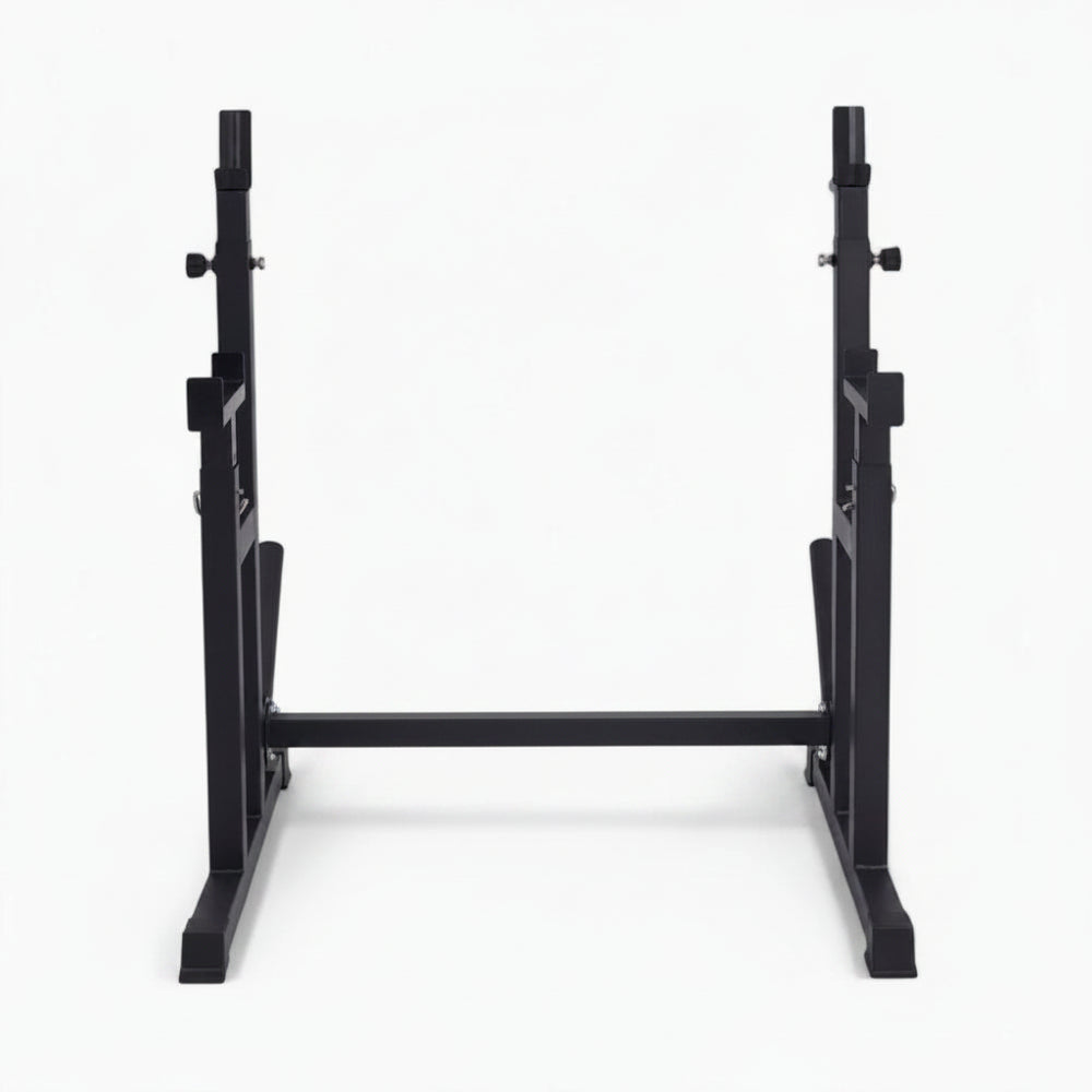 Black squat rack on a white background