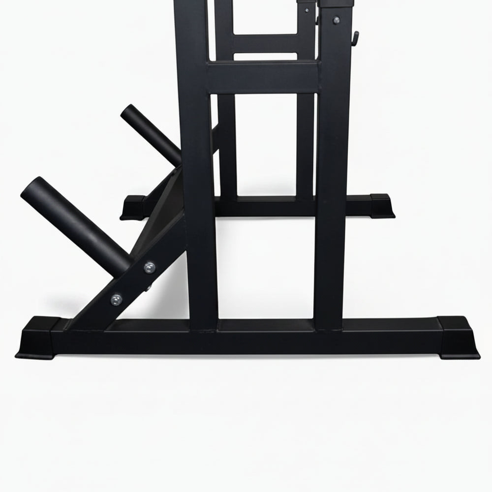 Black gym exercise machine on a white background