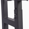Close-up of a black metal frame with screws on a white background
