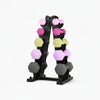 Dumbbell set with a stand on a white background