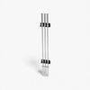 Metallic stand with multiple poles on a white background
