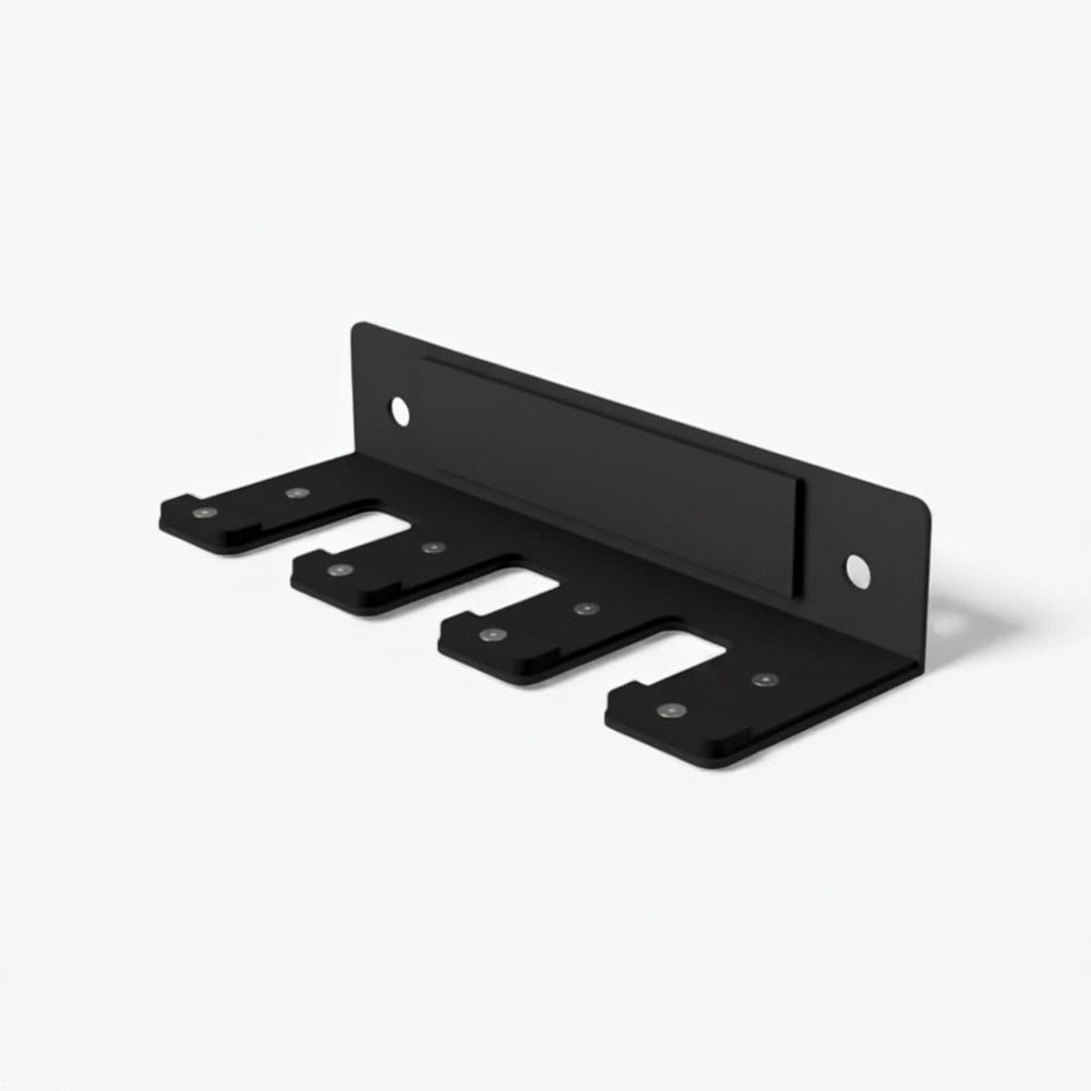 Black metal bracket on a white background