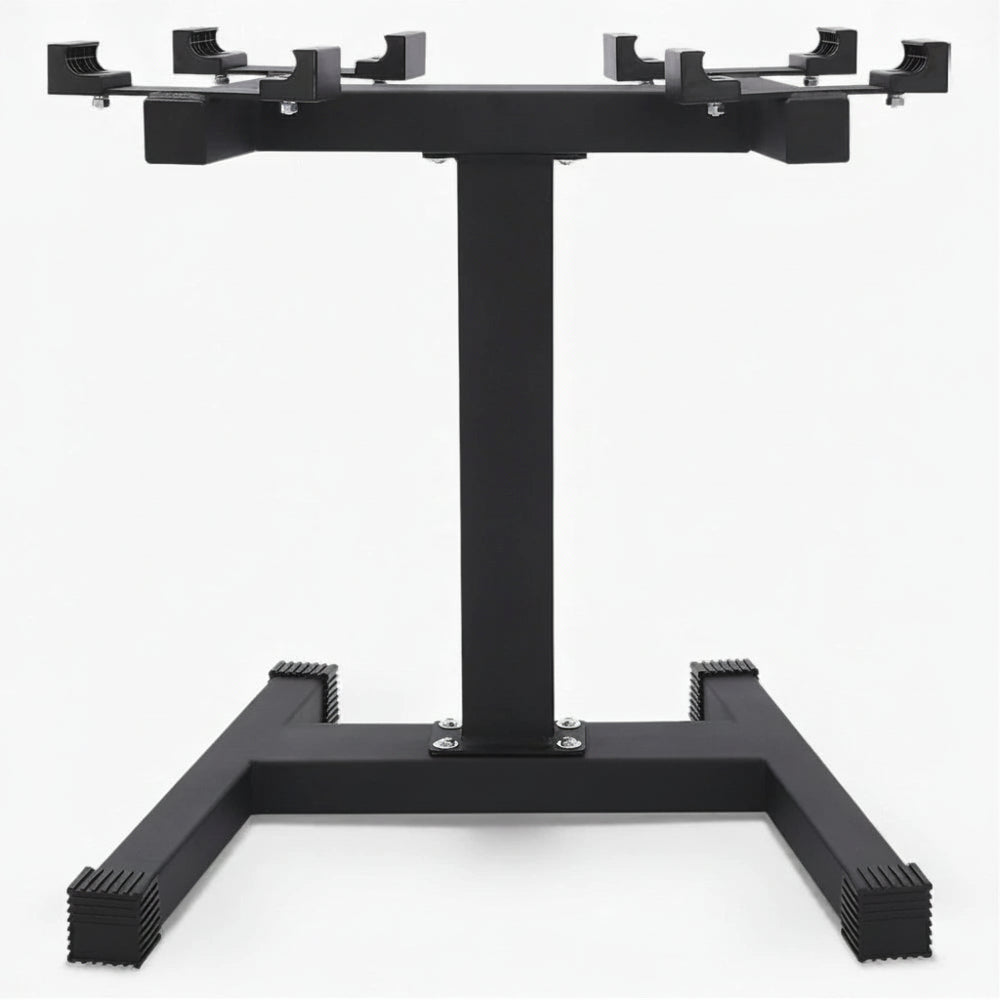 Black weight plate holder on a white background