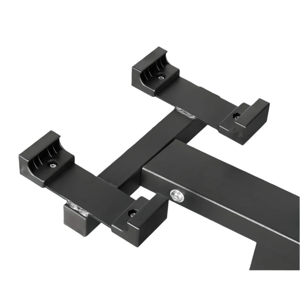 Black metal bracket on a white background