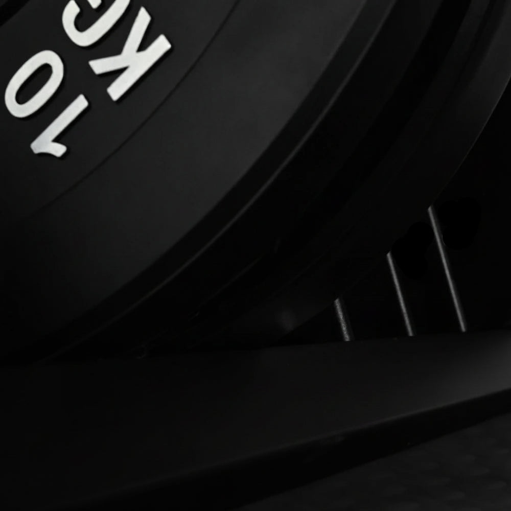 Close-up of a gym weight plate.