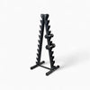 Black weight rack on a white background