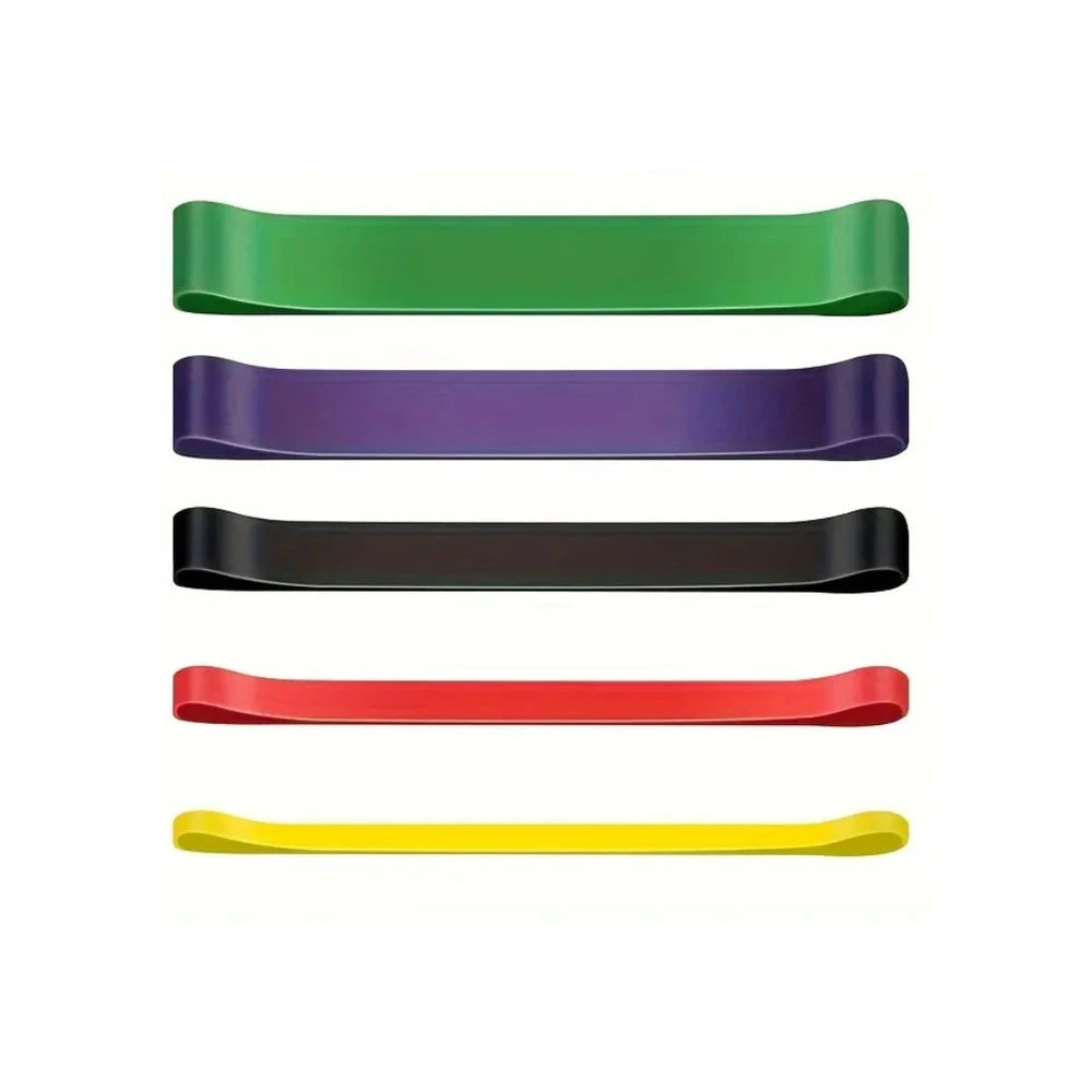 Set of colorful resistance bands on a white background
