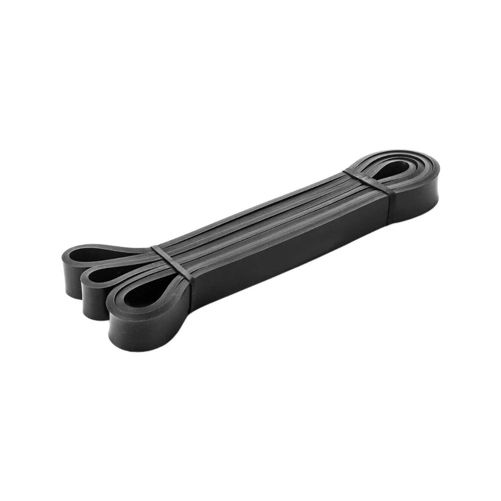 Black resistance band on a white background