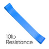 Blue resistance band with '10lb Resistance' text on a white background