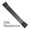 Black resistance band with '25lb Resistance' text on a white background