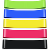 Set of colorful resistance bands on a white background