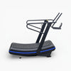Black and blue treadmill on a white background