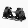 Pair of adjustable dumbbells on a white background