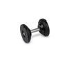 Black and silver dumbbell on a white background