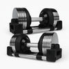 Pair of adjustable dumbbells on a white background