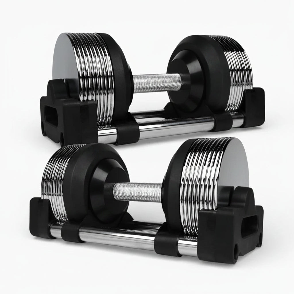 Pair of adjustable dumbbells on a white background Main image