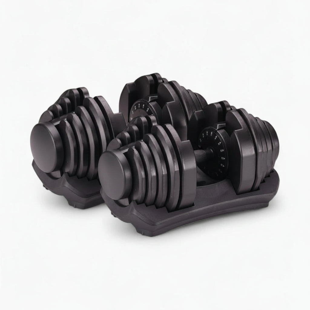 Pair of adjustable dumbbells on a white background Main image