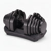 Pair of adjustable dumbbells on a white background