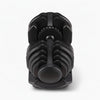 Pair of black adjustable dumbbells on a white background