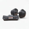 Pair of adjustable dumbbells on a white background