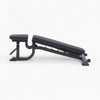 Black adjustable weight bench on a white background
