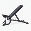 Black adjustable weight bench on a white background