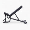 Black adjustable weight bench on a white background