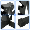Collage of close-up details of a black metal bracket on a white background