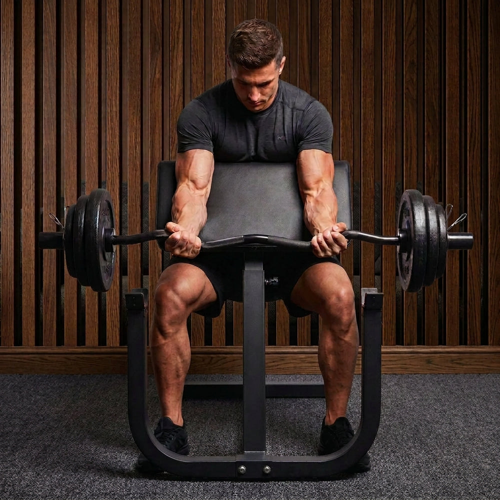 Black gym machine on a dark surface with a gray background