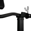 Barbell in holder on a preacher curl bench