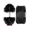 Pair of adjustable dumbbells on a white background
