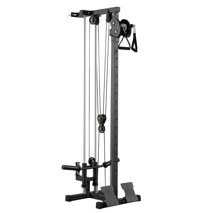 Gym cable machine with two women using it on a white background Main image