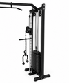 Black cable machine gym equipment on a white background