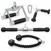 Set of black and silver exercise tools on a white background