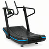 Black treadmill with yellow accents on a white background