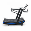Black and blue treadmill on a white background