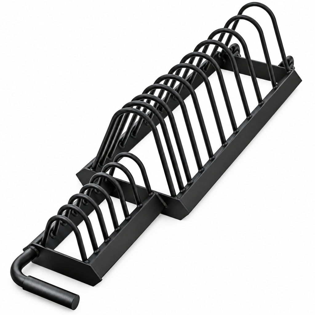 Black metal storage rack on a white background Main image
