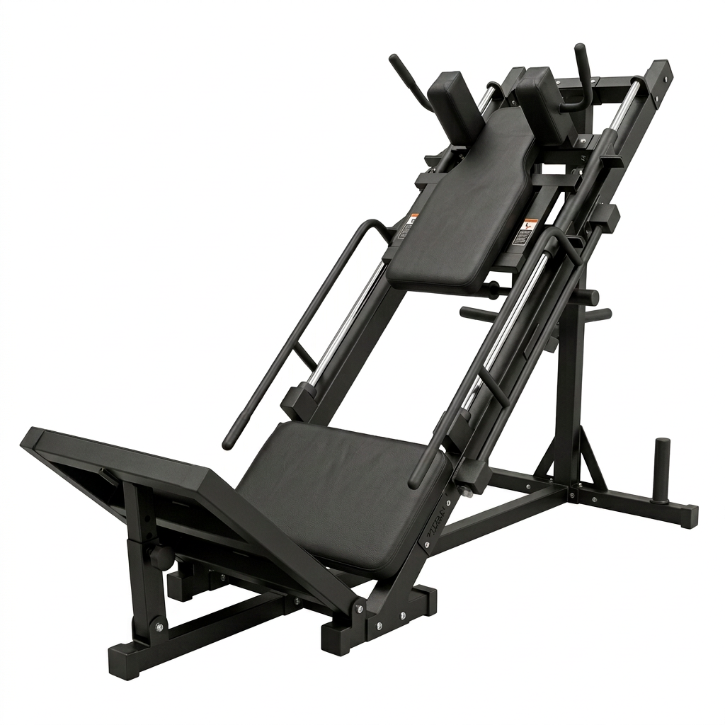 Black leg press machine on a white background Main image