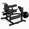 A black leg extension exercise machine with padded seat and backrest, shown on a clean white background.