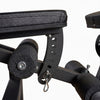 Adjustable seat of commercial Leg Extension and Curl Machine on a white background