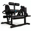 A black leg extension exercise machine with padded seat and backrest, shown on a clean white background.