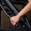 Person using a leg press machine