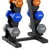 Dumbbell storage tree rack on a white background