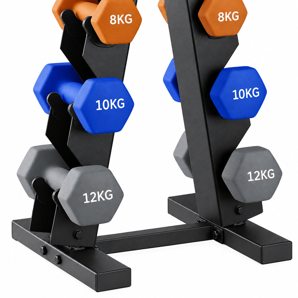 Dumbbell storage tree rack on a white background