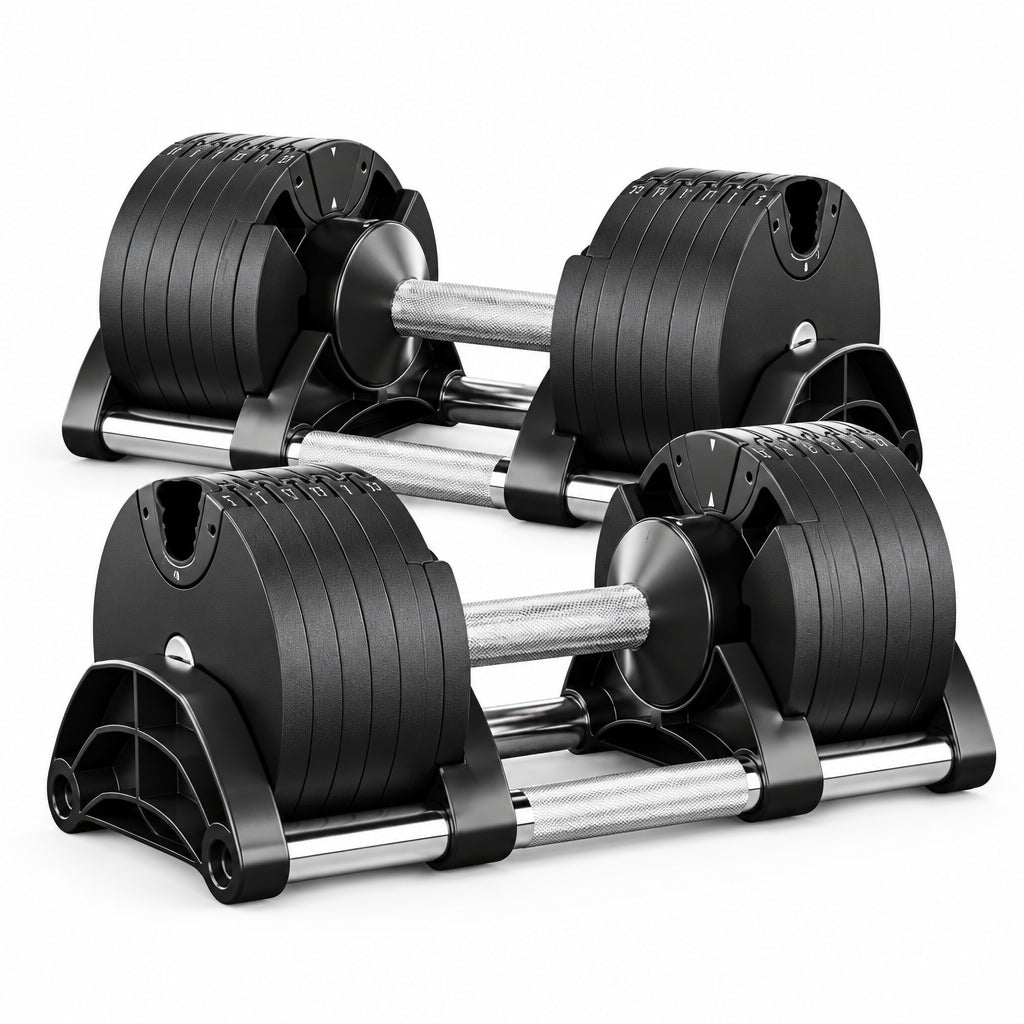 Pair of adjustable dumbbells on a white background Main image