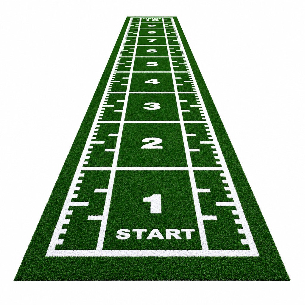 Green sled mat with white numbering and 'Start' text on a white background Main image