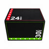 A black plyo box with dimensions 24 by 30 inches printed on the front and top, featuring red and green border accents and white text.