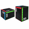 Two black plyo boxes with dimensions printed on the sides, one labeled 24 inch by 30 inch and the other 30 inch by 24 inch, shown on a plain white background.