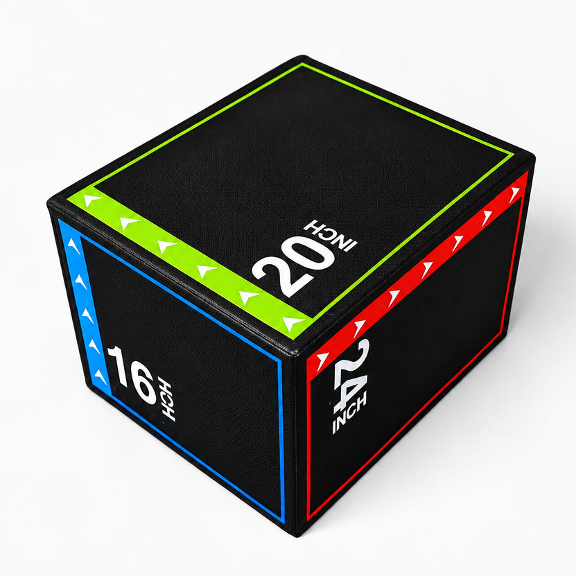 Black jump box with colorful text and numbers on a white background