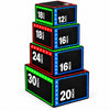 Stack of black exercise boxes with weight markings on a white background - for Sale Gym Equipment | Gym Superstore